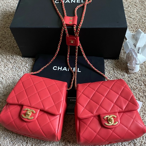 SOLD‼️Chanel Lambskin Red Side Packs 🔥 - Picture 4 of 8